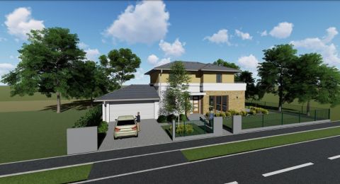 Eladó Ház 6000 Kecskemét , Nappali + 4 szobás modern új ház, aszfaltozott, új építésű utcában