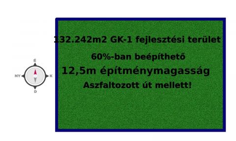 Eladó Telek 6050 Lajosmizse 13.2 hektár fejlesztési terület az M5 autópálya közvetlen közelében Lajosmizsénél ELADÓ
