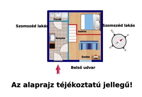 Eladó Lakás 1076 Budapest 7. kerület Verseny utcában földszinti galériás lakás
