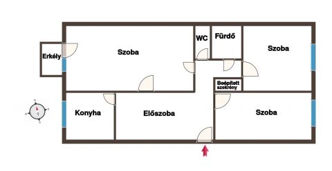 Eladó Lakás 1039 Budapest 3. kerület 73 m²-es, 2. emeleti, 3 szobás, erkélyes lakás eladó