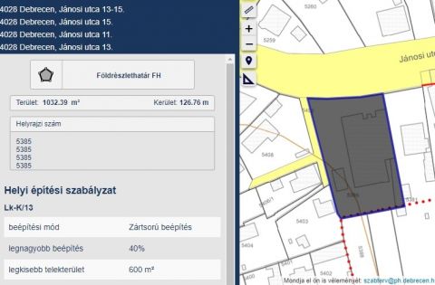 Eladó Telek 4028 Debrecen  Kassai és Jánosi utca sarok