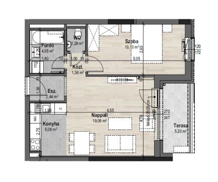 Kiadó Lakás 1134 Budapest 13. kerület Ferdinand Garden lakóparkban berendezett lakás kiadó