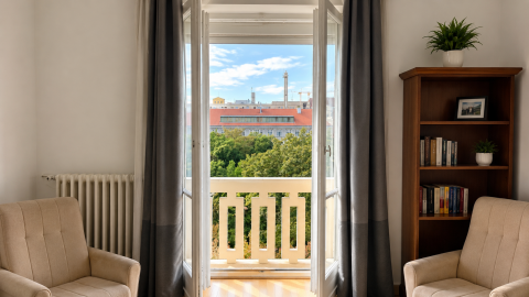 Kiadó Lakás 1055 Budapest 5. kerület , Magas emeleti, Honvéd térre néző, 2 szobás lakás