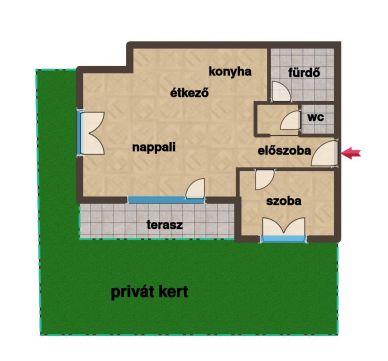 Eladó Lakás 1112 Budapest 11. kerület Madárhegyen, privát kertkapcsolatos lakás